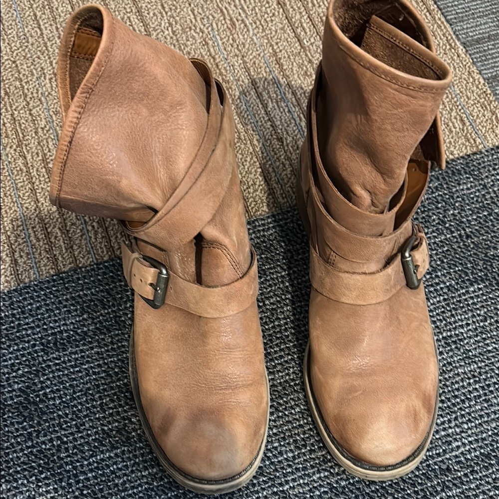 Lucky Brand Brown Combat Moto Boots